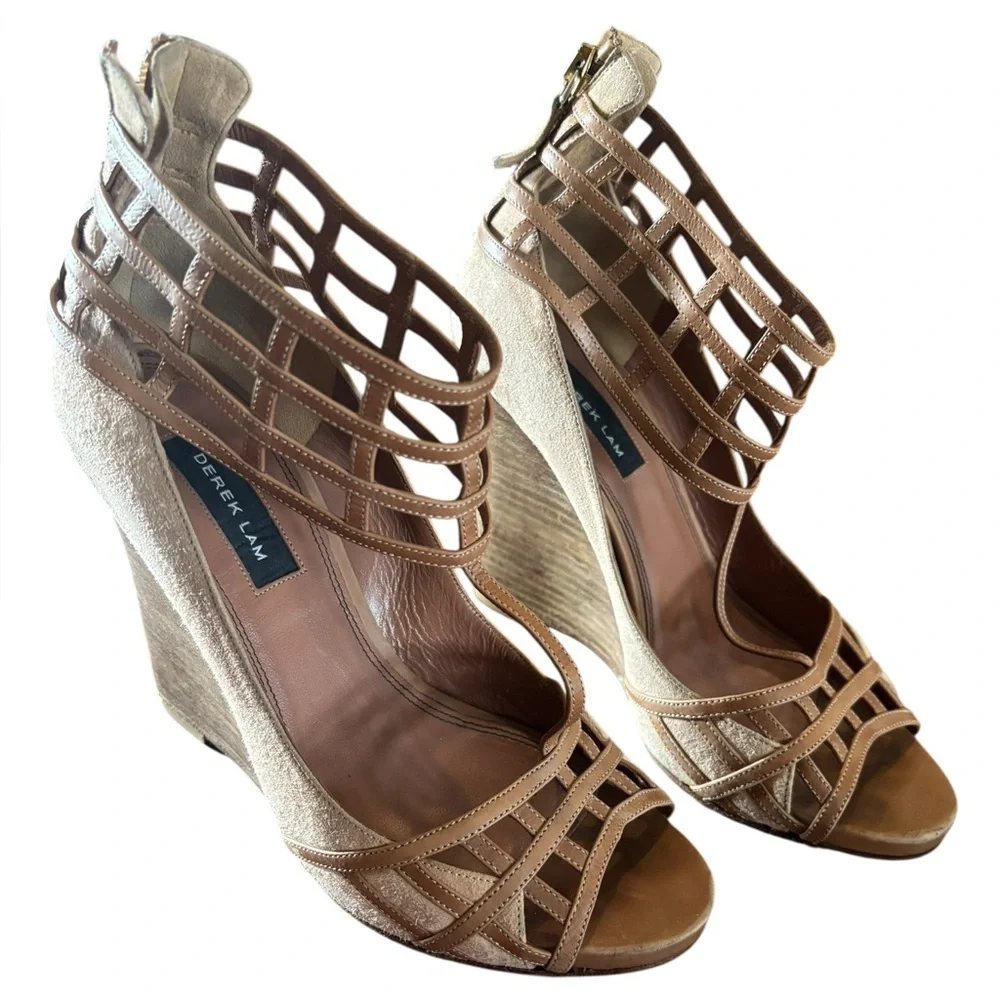Derek Lam Women's‎ Beryl Strappy Tan Wedge Sandals Size 7.5
